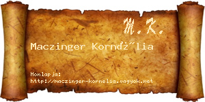 Maczinger Kornélia névjegykártya